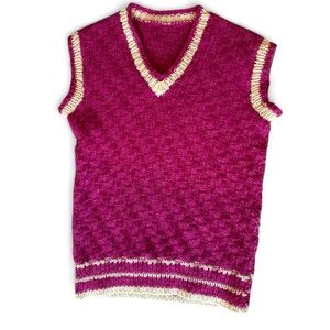 Vintage Knit Fuchsia Sweater Vest